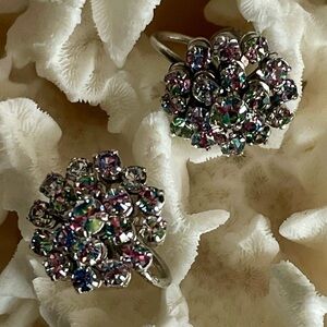 Vintage Iris Glass Earrings Screwbacks